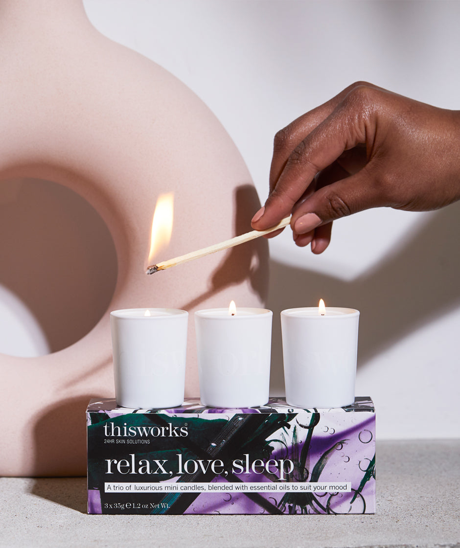 relax love sleep candle trio